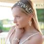 Mariell Bridal and Wedding Gold Handmade Dangle Earrings with Crystal Gems and Petite Freshwater Pearls