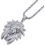 TOPGRILLZ 14K Gold Plated Iced Out CZ Chief Chain Pendant Necklace for Men and Women Fashion Novelty Jewelry