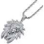 TOPGRILLZ 14K Gold Plated Iced Out CZ Chief Chain Pendant Necklace for Men and Women Fashion Novelty Jewelry TOPGRILLZ 14K Gold Plated Iced Out CZ Chief Chain Pendant Necklace for Men and Women Fashion Novelty Jewelry