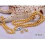 JYX Pearl Necklace Earrings Set 6-7mm AA Golden Freshwater Cultured Pearl Necklace Bracelet and Earrings Jewelry Set