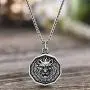 Steve Madden Mens Oxidized Lion Head Coin Pendant Chain Necklace in Stainless Steel, Silver, 28