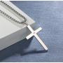 FANCIME Yellow/White Gold Plated 925 Solid Sterling Silver Polished Big Beveled Edge Mens Crucifix Cross Pendant Long Necklace Fine Jewelry For Men Boys, Strong Stainless Steel Box Chain Length 22''