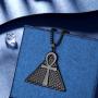 beautlace Ankh Cross Necklace Silver/18K Gold/Black Gun Plated Ancient Triangle Ankh Cross Religious Pendant for Men and Women KP0132