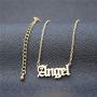 HUTINICE Custom Name Necklace Personalized Jewelry, 18 inch Gold Plated Chain Gothic Old English Nameplate Necklaces for Women and Girls Birthday Gift