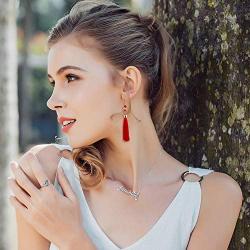 Ronglai Jewelry Earrings for Women Colorful Layered Tassel Earrings Bohemian Dangle Drop Tiered Tassel Druzy Stud Earrings Women Gifts