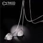T400 White Golden Double Leaves Long Sweater Chain Pendant Necklace with Cubic Zirconia for Women Girls