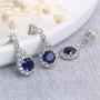 AILUOR Crown Sapphire Jewelry Set, Fashion Wedding Bridal Silver Swarovski Elements Blue Crystal Gemstone Pendant Necklace and Stud Earrings Set for Women Girl