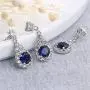 AILUOR Crown Sapphire Jewelry Set, Fashion Wedding Bridal Silver Swarovski Elements Blue Crystal Gemstone Pendant Necklace and Stud Earrings Set for Women Girl