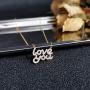 LOVE YOU Alphabet Pendant Necklace Cubic Zirconia 18K Gold Plated Choker Chain Jewelry Gift for Women