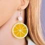 YOOE Geometric Cube Circle Tangerine Slices Lemon Dangle Earrings,Colorful Acrylic Fruits Pendant Earrings for Women Girls Birthday Gifts