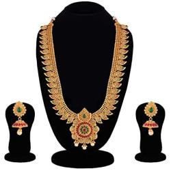 Crunchy Fashion Bollywood Style Gold Plated Traditional Indian Jewelry Necklace Set with Earrings & Tika for Women/Girls