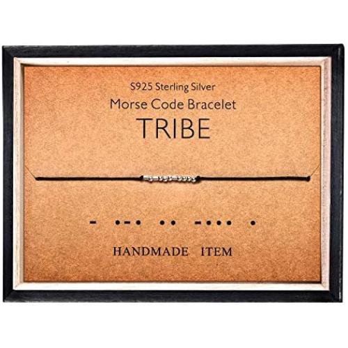 Morse Code Bracelet 925 Sterling Silver Beads on Silk Cord Secret Message TRIBE bracelet Gift Jewelry for her