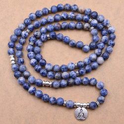 Self-Discovery Natural 108 Mala Beads Bracelet Necklace Meditation Jewelry with Yoga Charm