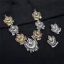 Zephyrr Lord Ganesha/Moon Design Necklace Earrings Set Ethnic Indian Women Jewelry