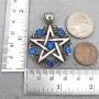 OhDeal4U Wicca Jewelry Celtic Pentagram Pentacle Star Blue Crystal Gem Wiccan Pagan Witch Magic Healing Protection Amulet Pewter Mens Womens Pendant Necklace Charm for Men Women Silver Ball Chain