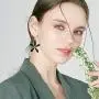 ZRosse 2 Pairs Sparkly Chic Charm Crystal Flower Dangle Drop Earrings Sets for Women Girls Statement Rhinestone Earrings Jewelry Gifts