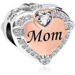 LovelyJewelry Mom Charm Rose Gold Heart Bead for Bracelet