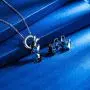 EleQueen 925 Sterling Silver Butterfly Denim Blue Pendant Necklace Stud Earrings Jewelry Set Made with Crystals