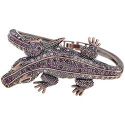 Alilang Copper Tone Amethyst Colored Rhinestones Alligator Crocodile Bangle Bracelet