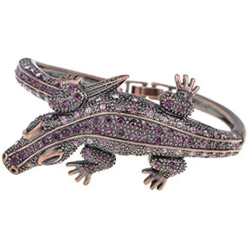 Alilang Copper Tone Amethyst Colored Rhinestones Alligator Crocodile Bangle Bracelet Alilang Copper Tone Amethyst Colored Rhinestones Alligator Crocodile Bangle Bracelet