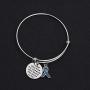POTIY Blue Ribbon Awareness Charm Colon Cancer Fighter Bracelet Dark Blue Awareness Ribbon Gift Inspirational Bracelet for Cancer Survivor
