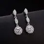 Women Fashion Necklace Earrings Round-Cut Cubic Zirconia Pendant Necklace Dangle Earrings Jewelry Set (White) Women Fashion Necklace Earrings Round-Cut Cubic Zirconia Pendant Necklace Dangle Earrings Jewelry Set (White)