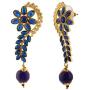 Efulgenz Indian Bollywood 14K Gold Plated Crystal Kundan Pearl Floral Leaf Dangle Drop Earrings Jewelry Set