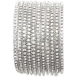Rosemarie Collections Womens Exquisite 11 Strand Rhinestone Crystal Statement Formal Wear Bracelet, 6''+2.5'' Extender