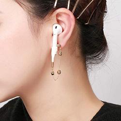 3 Pairs Creative Gold Plated Earring Strap Wireless Earhooks Earbuds Earphone Holder Connector, Anti Lost Earring for Earphone