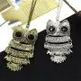 Vintage Owl Sweater Chain Necklace Big Eye Owl Animal Dangle Drop Earrings for Women Girls Fashion Jewelry Set