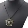 Norse Warrior Helmet Necklace for Men, Viking Runes Double Axe Pendant Necklace with 15.7”+1.9” Chain, Nordic Warriors Tribal Amulet Necklace, Leather Cord, Punk Viking Jewelry Gift