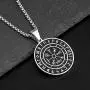 MVKJ Viking Necklace 316L Stainless Steel Norse Runes Vegvisir Pendant Celtic Pagan Compass Amulet Necklace Jewelry for Men Women