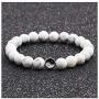 Tattooshe Handmade Bracelet Classic Natural Stone White and Black Yin Yang Taichi Taiji Bagua Beaded Bracelets for Men Women Jewelry Gift