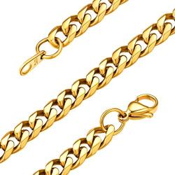 GOLDCHIC JEWELRY Classic Men Chunky Miami Cuban/Figaro Chain in 316l Stainless Steel/18K Gold Plated/Black Plated, 3MM/6MM/9MM/10MM/12MM/14MM Width, 14-30 inch Length