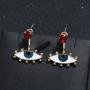 Evil Eye Earrings Red Rhinestone Dangle Drop Studs