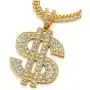 Hip Hop Punk Large US Dollar Money Sign Pendant with Rhinestones Necklace for Men Women