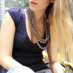 JANE STONE Fashion Faux Turquoise Necklace Acrylic 5-Row Multi-Layered Collar Women