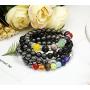 LOYALLOOK 4Pcs Chakra Hematite Bracelet Healing Magnetic Therapy Stretch Stone Beaded Bracelet Balancing