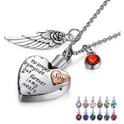 tiitc Heart Necklace Urn Necklaces for Ashes, Keepsake Cremation Jewelry for Ashes, Necklaces for Men and Women Memorial Necklace Ashes Holder