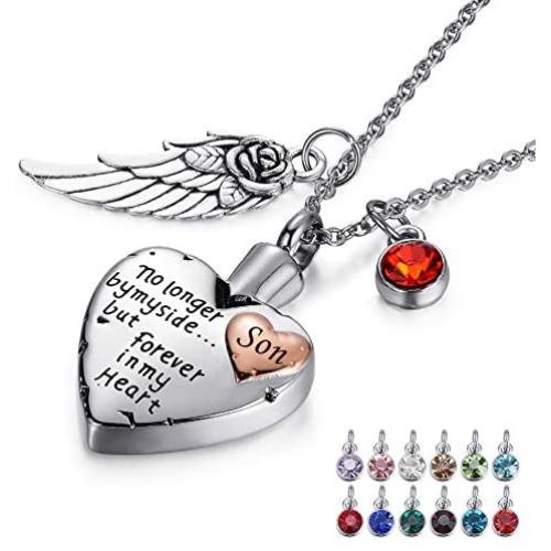 tiitc Heart Necklace Urn Necklaces for Ashes, Keepsake Cremation Jewelry for Ashes, Necklaces for Men and Women Memorial Necklace Ashes Holder