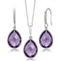 Gem Stone King 925 Silver Amethyst Pear Shape Pendant and Earrings Set (19.50 cttw Birthstone with 18 Inch Silver Chain) Gem Stone King 925 Silver Amethyst Pear Shape Pendant and Earrings Set (19.50 cttw Birthstone with 18 Inch Silver Chain)