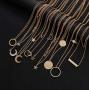 Florideco 9Pcs Multiple Layered Choker Necklace Set for Women Girls Handmade Dainty Chain Necklace Set Moon Star Circle Disco Coin Bar Pendant Chain Y Necklace Gold Jewelry Gift