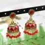 idealway 4-6 Pairs Indian Jhumka Jhumki Drop Dangle Earrings for Women Mexico Gypsy Enamel Earrings Ethnic Style Golden Ball Pendant Earrings Female