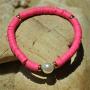 5 Pcs Clay Beaded Bracelets Stackable Faux Pearl Summer Bracelets Boho Rainbow Friendship Bracelets Lightweight African Vinyl Beaded Bracelet for Women Girls Jewelry