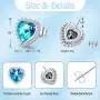 Heart Earrings for Women Girls Birthstone Stud Earrings 18K White Gold Plated with Cubic Zirconia Mothers Day Jewelry Birthday Anniversary Gift for Mom Wife Sister