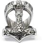 Gungneer Mammen Viking Thor Mjolnir Hammer Rune Letters Stainless Steel Ring Men Women Norse Protection Jewelry