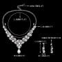 EVER FAITH Austrian Crystal Simulated Pearl Bridal Teardrop Necklace Earrings Set Clear Silver-Tone