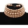 COLORFUL BLING 5 Rows Elegant Simulated Pearl Strand Choker Necklace with Earrings Set Women Ladies Statement Jewelry