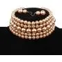 COLORFUL BLING 5 Rows Elegant Simulated Pearl Strand Choker Necklace with Earrings Set Women Ladies Statement Jewelry