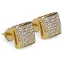 14K Gold Plated 925 Sterling Silver Iced out XL Large Square Screw Back Hypoallergenic Stud Earrings for Men and Women